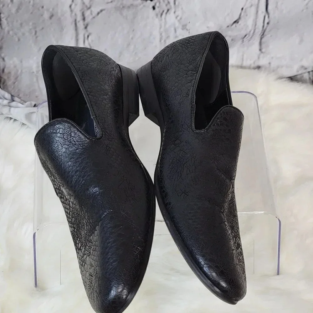 GIORGIO Brutini Black Slip On Loafer Driving Smoking‎ Shoes Mens Business 8.5